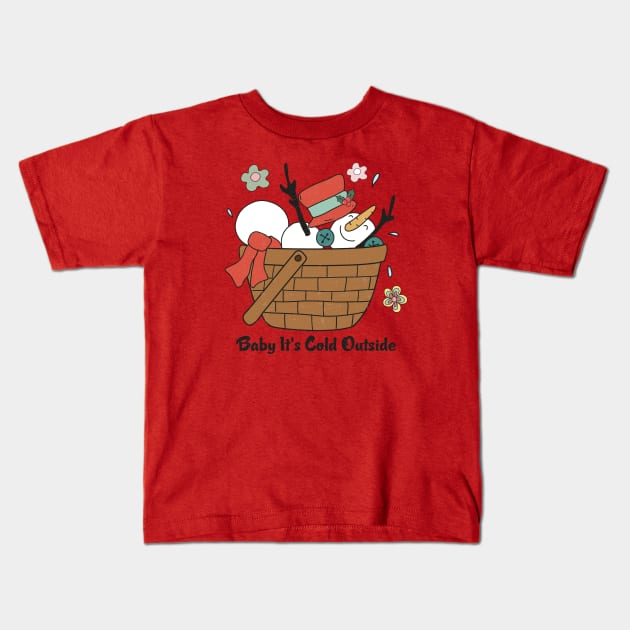 Baby Snowman It's Cold Outside Kids T-Shirt by Pop Cult Store